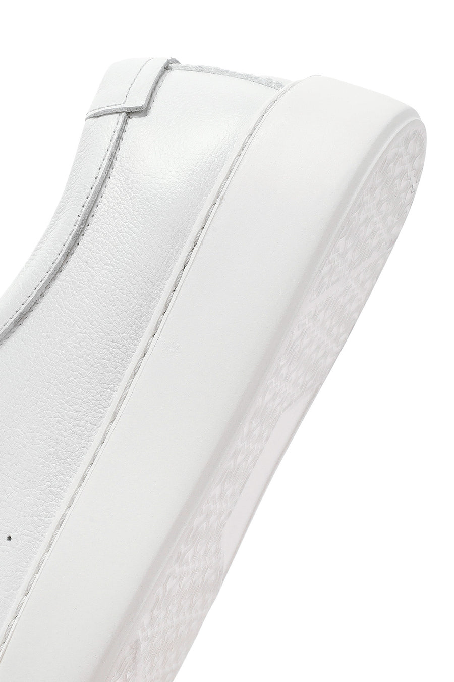 Men's White Lace-up Thick-Sole Leather Sneaker