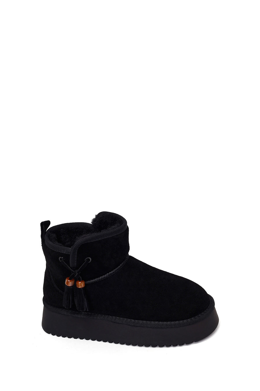 Woman Black Thick-Soled Suede Teddy Boots