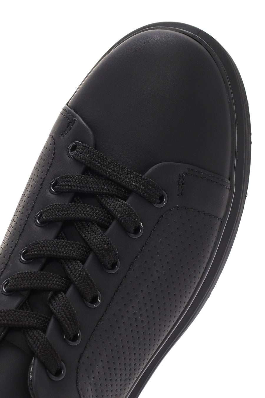 Erkek Siyah Bağcıklı Deri Sneaker
