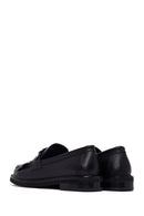 Woman Black Tassel Leather Masculine Loafer | Derimod