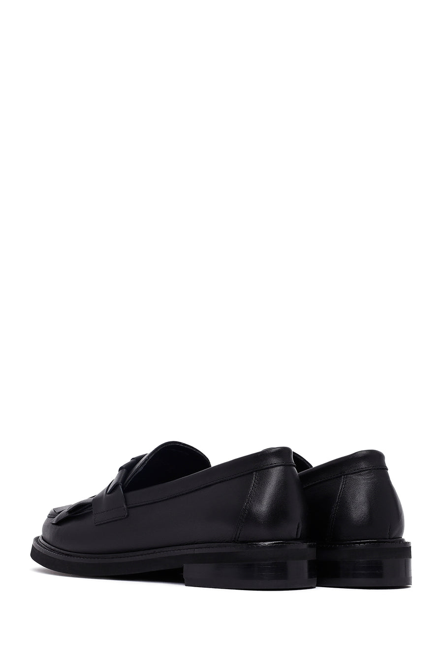 Woman Black Tassel Leather Masculine Loafer