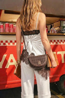 Woman Brown Long-Strap Printed Mini Crossbody Bag | Derimod