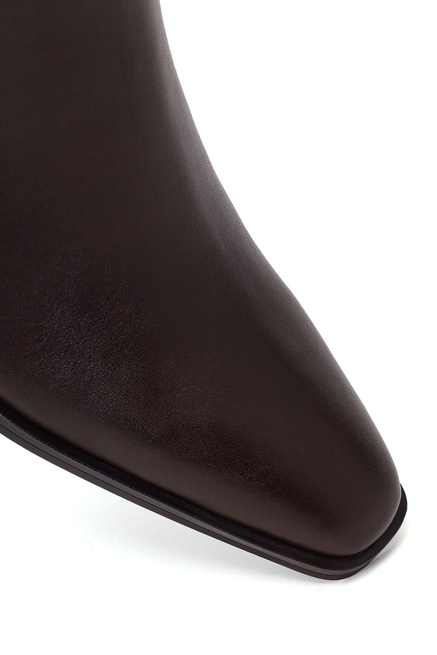 Woman Brown Zip Closure Short Thick-Heeled Leather Cowboy Boots