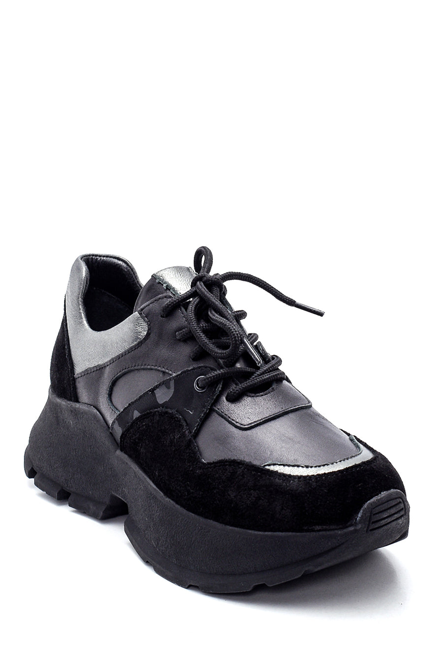Women's Leather Suede Detail Sneaker