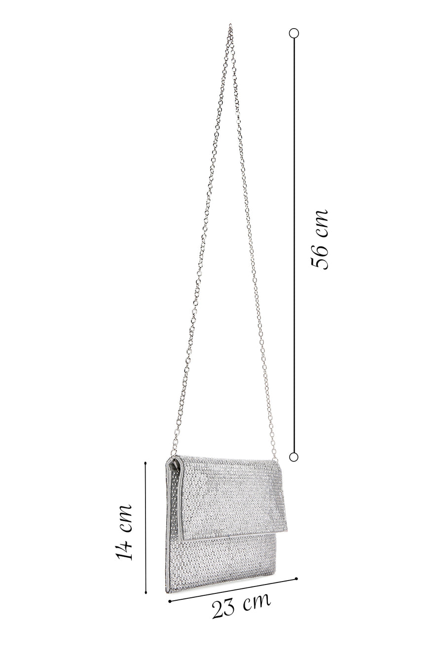 Woman Silver Chain-Strap Embellished Evening Bag