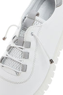 Women's White Lace-Up Leather Sneaker | Derimod