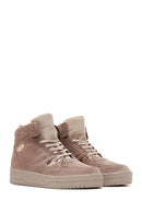 Women's Mink Suede Leather High Top Sneaker | Derimod