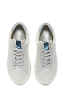 Women's Gray Suede Leather Thick Soled Sneaker | Derimod