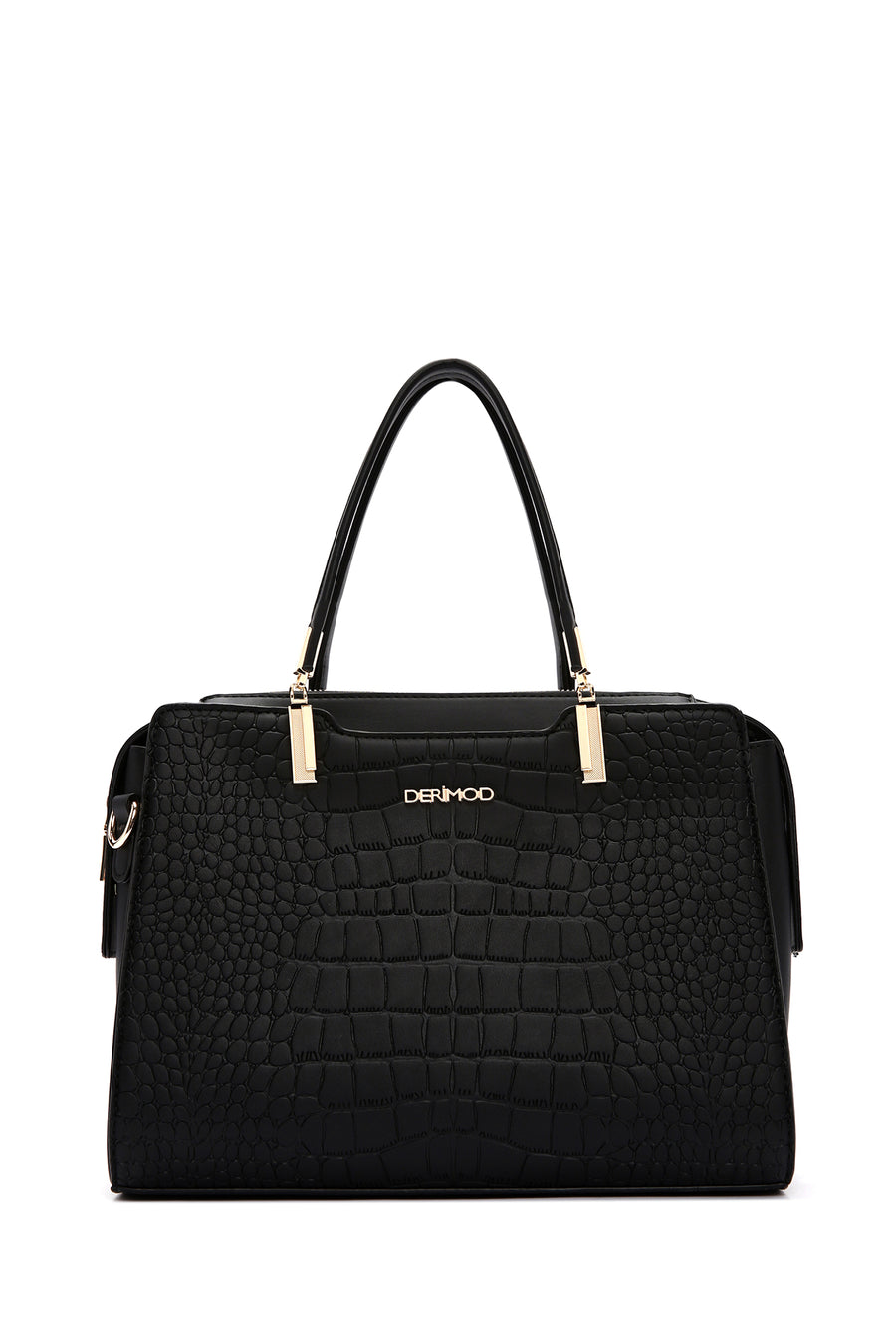 Women's Black Long Strap Crocodile Handbag