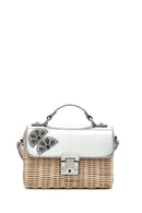 Women's Silver Accessory Long Strap Straw Crossbody Bag | Derimod