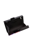 Women's Black Patterned Long Chain Strap Mini Box Clutch Bag | Derimod