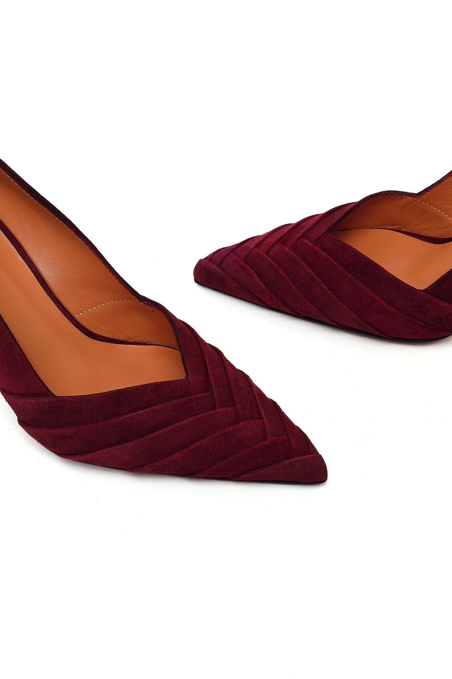 Woman Burgundy Thin-Heeled Suede Stiletto