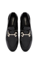Women's Black Buckle Detailed Patent Leather Masculine Loafer | Derimod