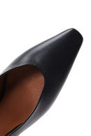 Women's Black Leather Thin Heeled Shoes | Derimod