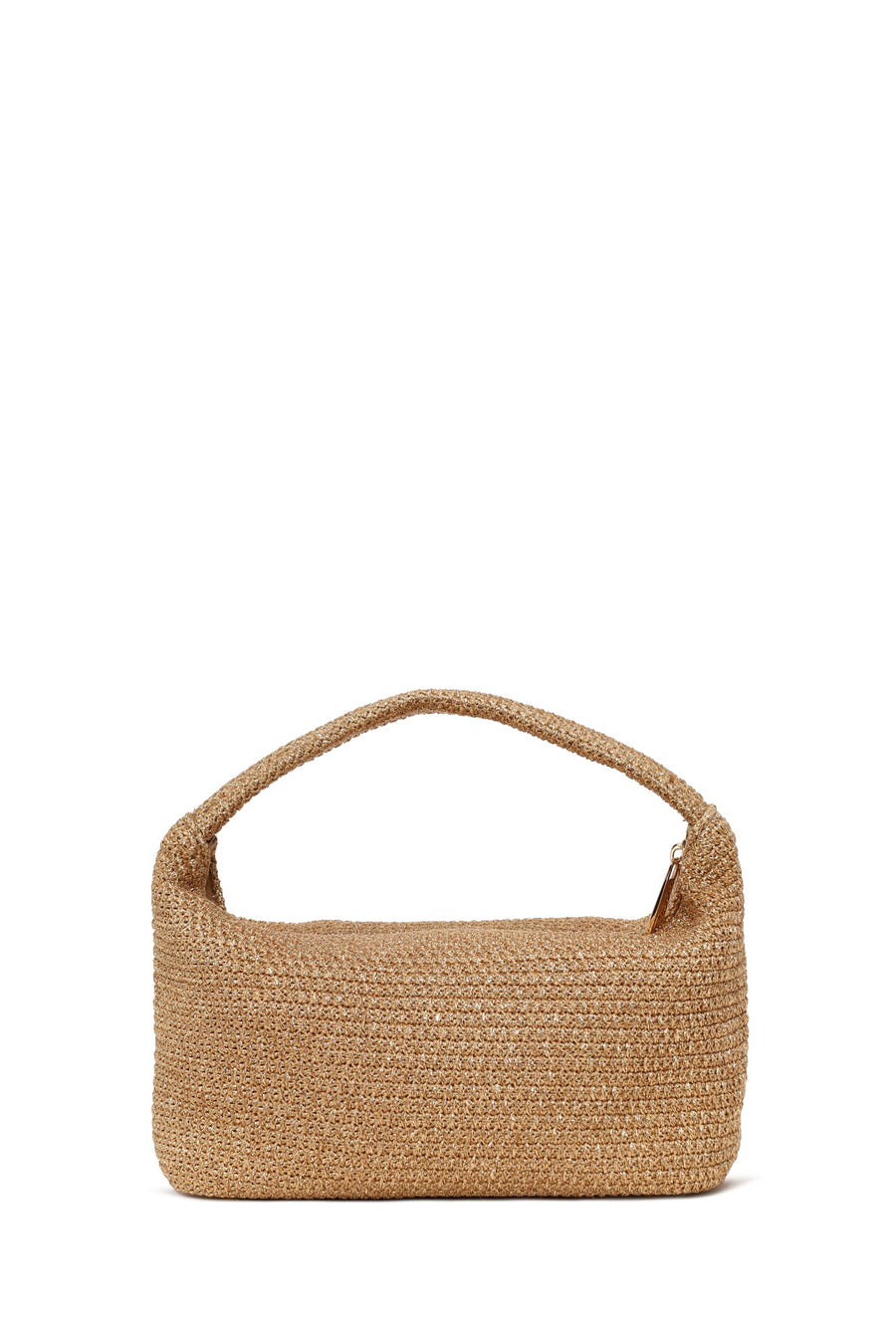 Woman Gold Glitter Wicker Shoulder Bag