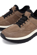 Erkek Vizon Bağcıklı Kalın Tabanlı Nubuk Deri Casual Sneaker | Derimod