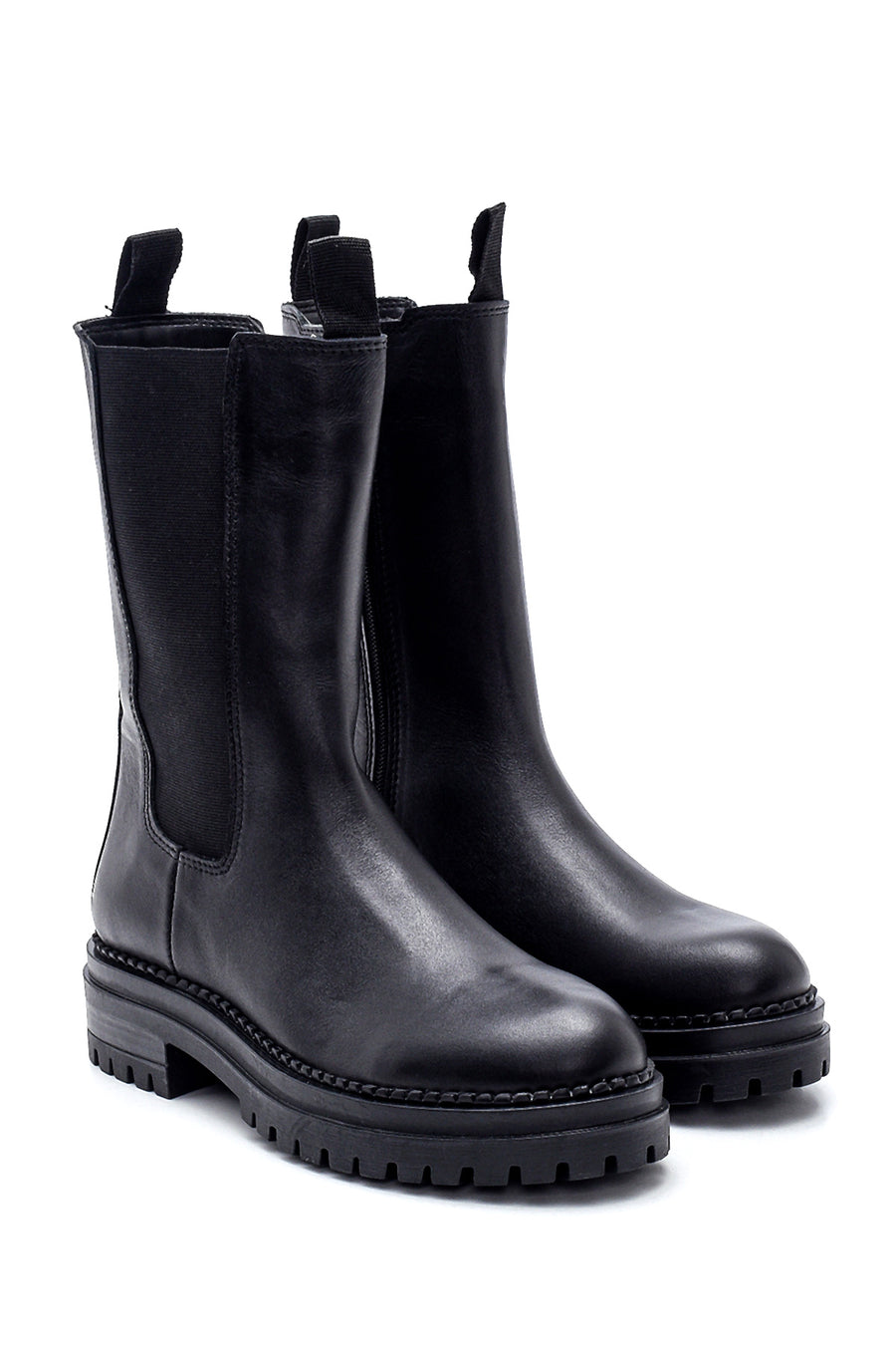 Women's Leather Long Chelsea Boots