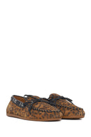 Kadın Leopar Desenli Süet Deri Loafer | Derimod