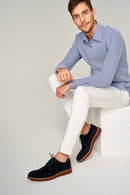 Men's Navy Blue Suede Leather Shoes | Derimod