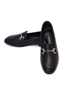 Kadın Siyah Tokalı Deri Klasik Loafer | Derimod