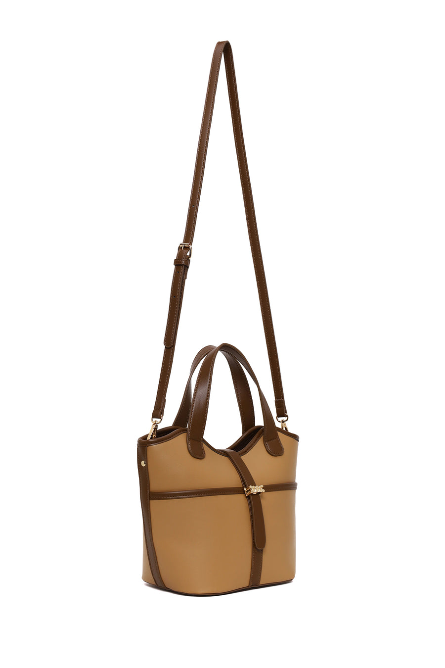 Woman Dark Beige Long Strap Classic Shoulder Bag