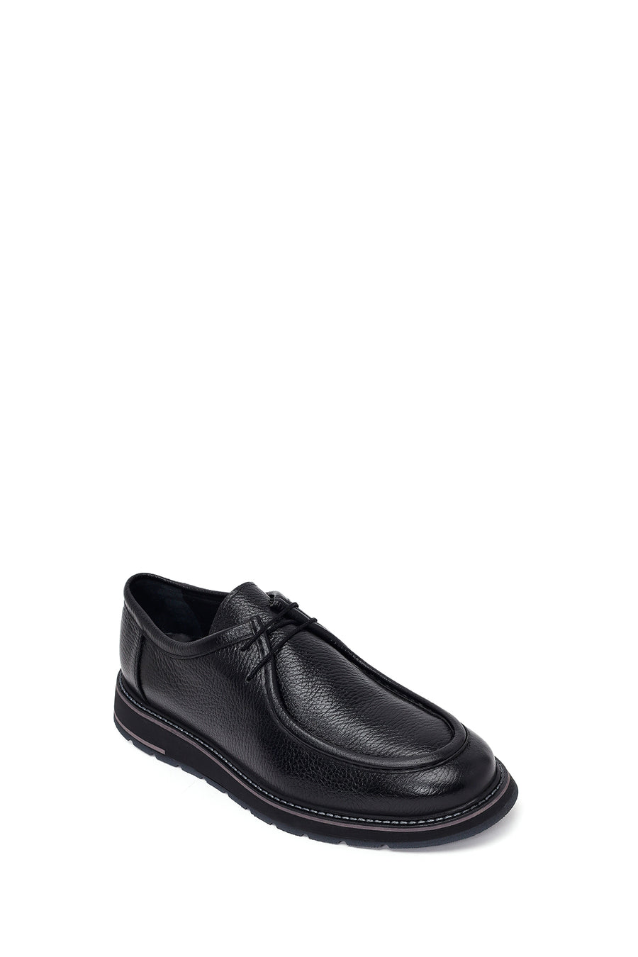 Male Black Lace-Up Leather Casual Shoes
