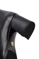 Women's Black Thick Heel Leather Boots | Derimod