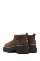 Women's Mink Thick Soled Suede Leather Teddy Boots | Derimod