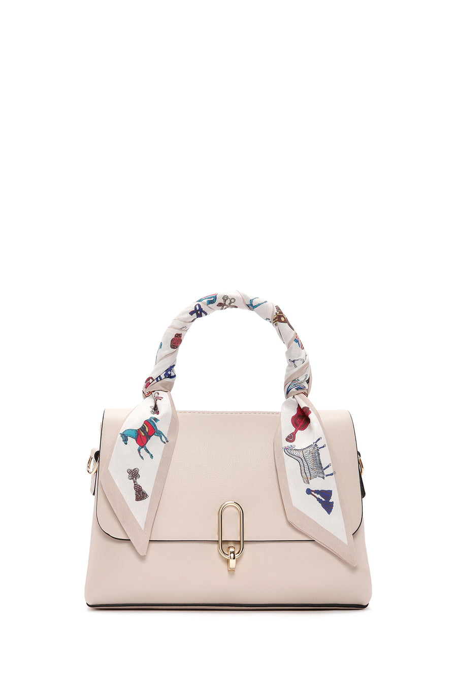 Woman Cream Long-Strap Accessory Shoulder Bag