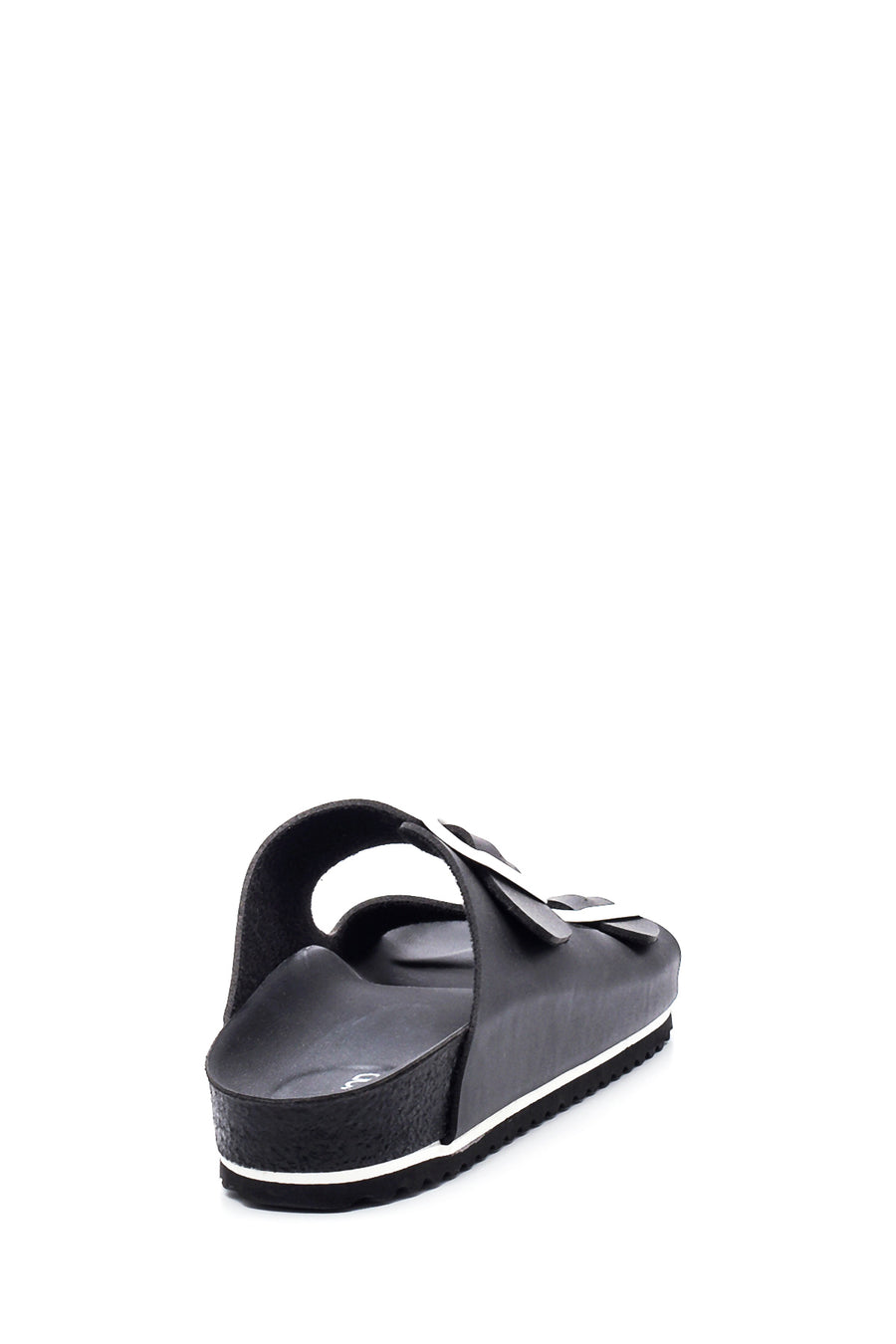 Women's Black Double Buckle Slippers