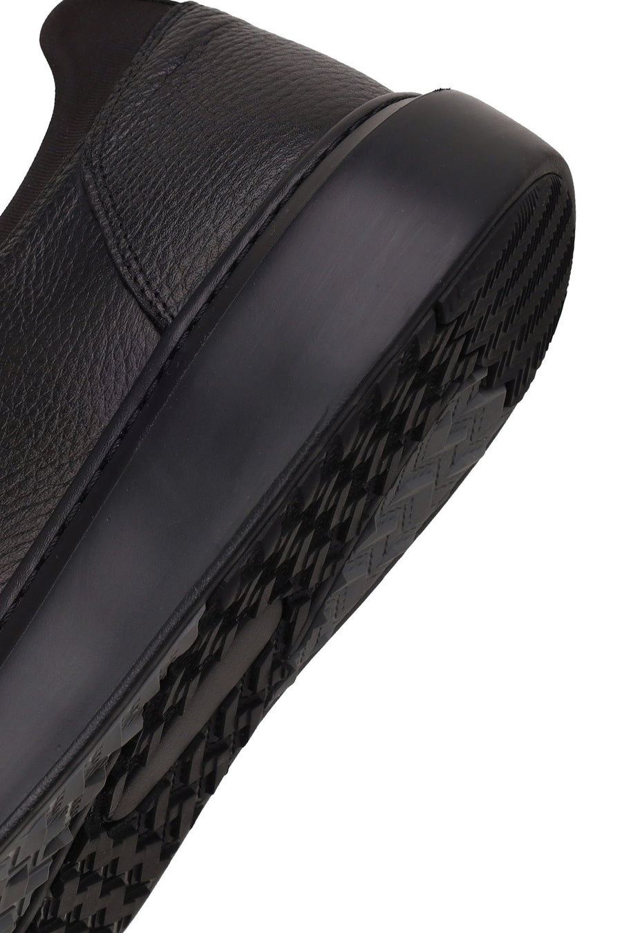 Male Black Lace-Up Thick-Soled Leather Sneaker