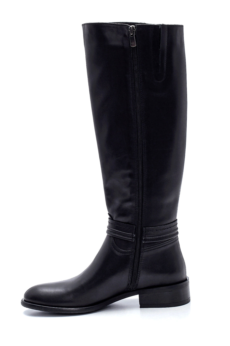 Women's Leather Buckle Detailed Boots
