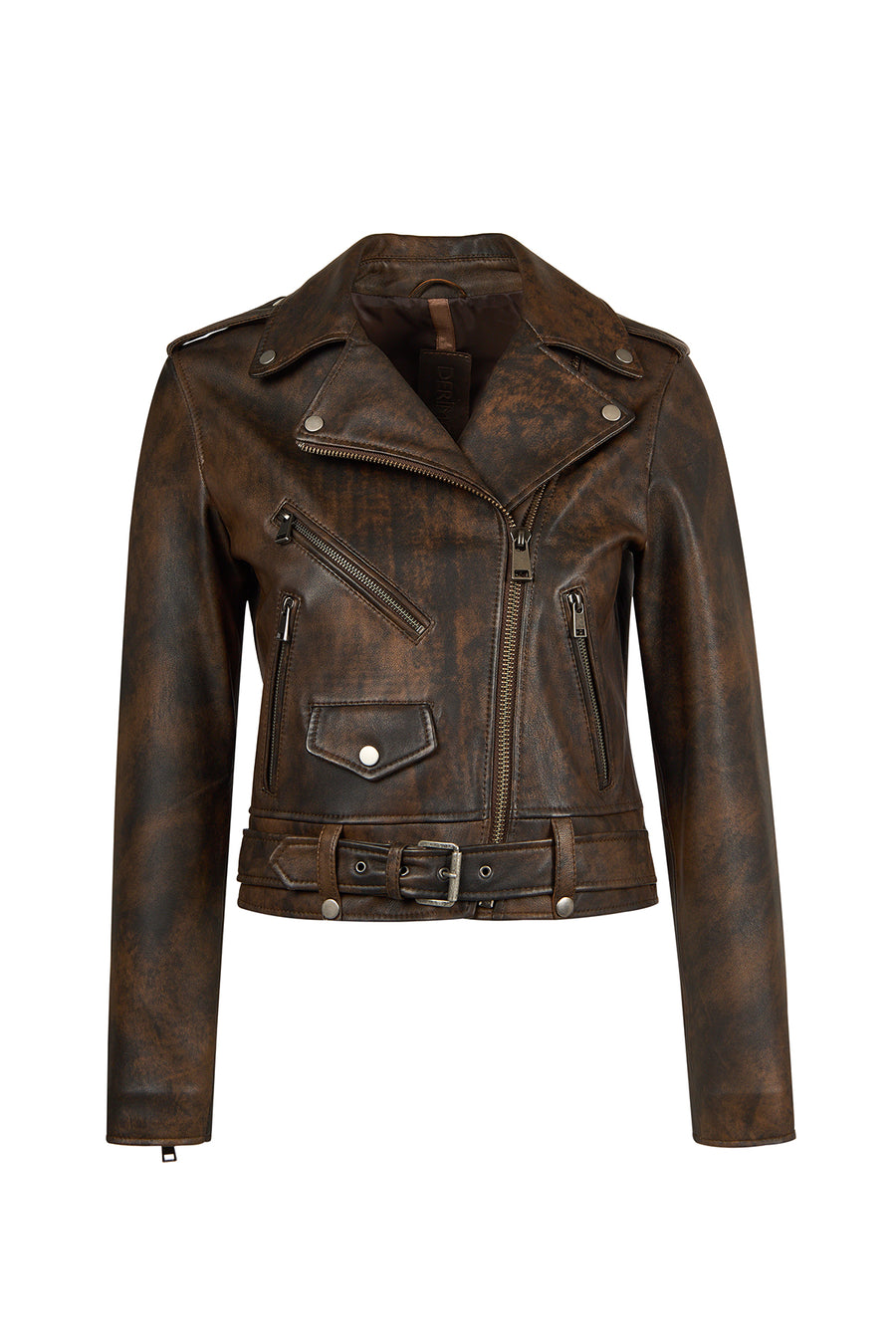 Newage Woman Brown Slim-Fit Biker Leather Jacket 26SGD5983VD | Derimod