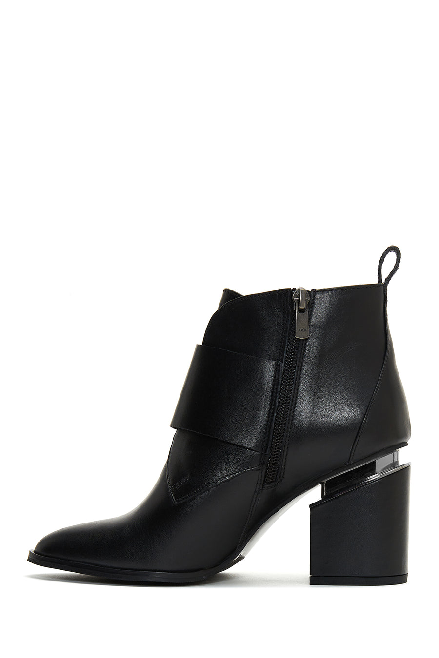 Women's Black Leather Heeled Boots
