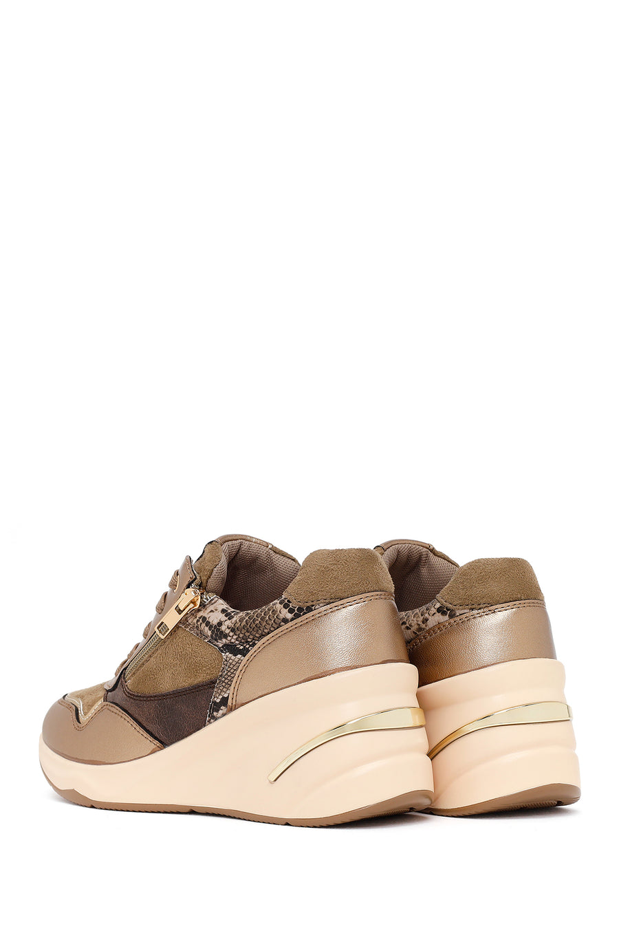 Kadın Vizon Bağcıklı Dolgu Topuklu Sneaker