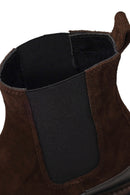 Woman Brown Thick-Soled Suede Chelsea Boots | Derimod