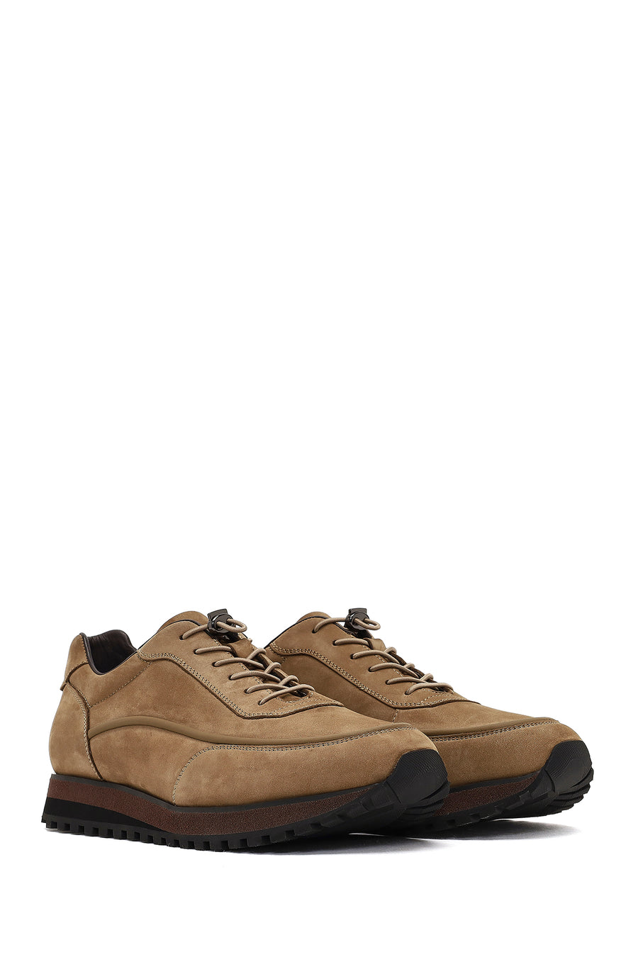 Men Mink Lace-Up Thick Sole Nubuck Leather Casual Sneaker