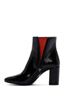 Derimod Gritti Women's Black Zippered Thick Heeled Patent Leather Boots | Derimod