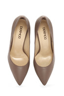 Women's Beige Thin Heeled Leather Stiletto | Derimod
