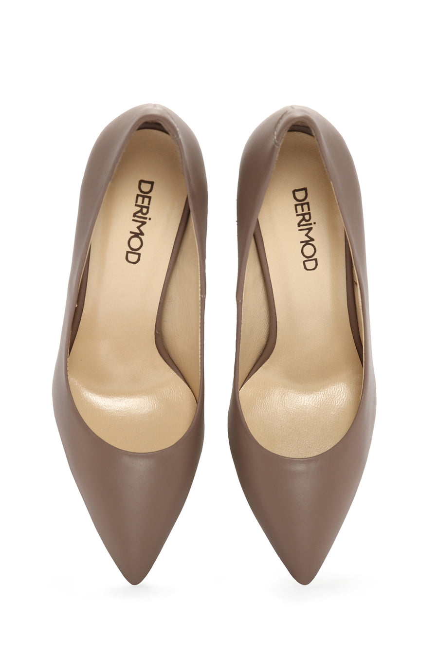 Women's Beige Thin Heeled Leather Stiletto