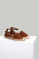 Suede Women's Espadrille with Ankle Strap | Derimod