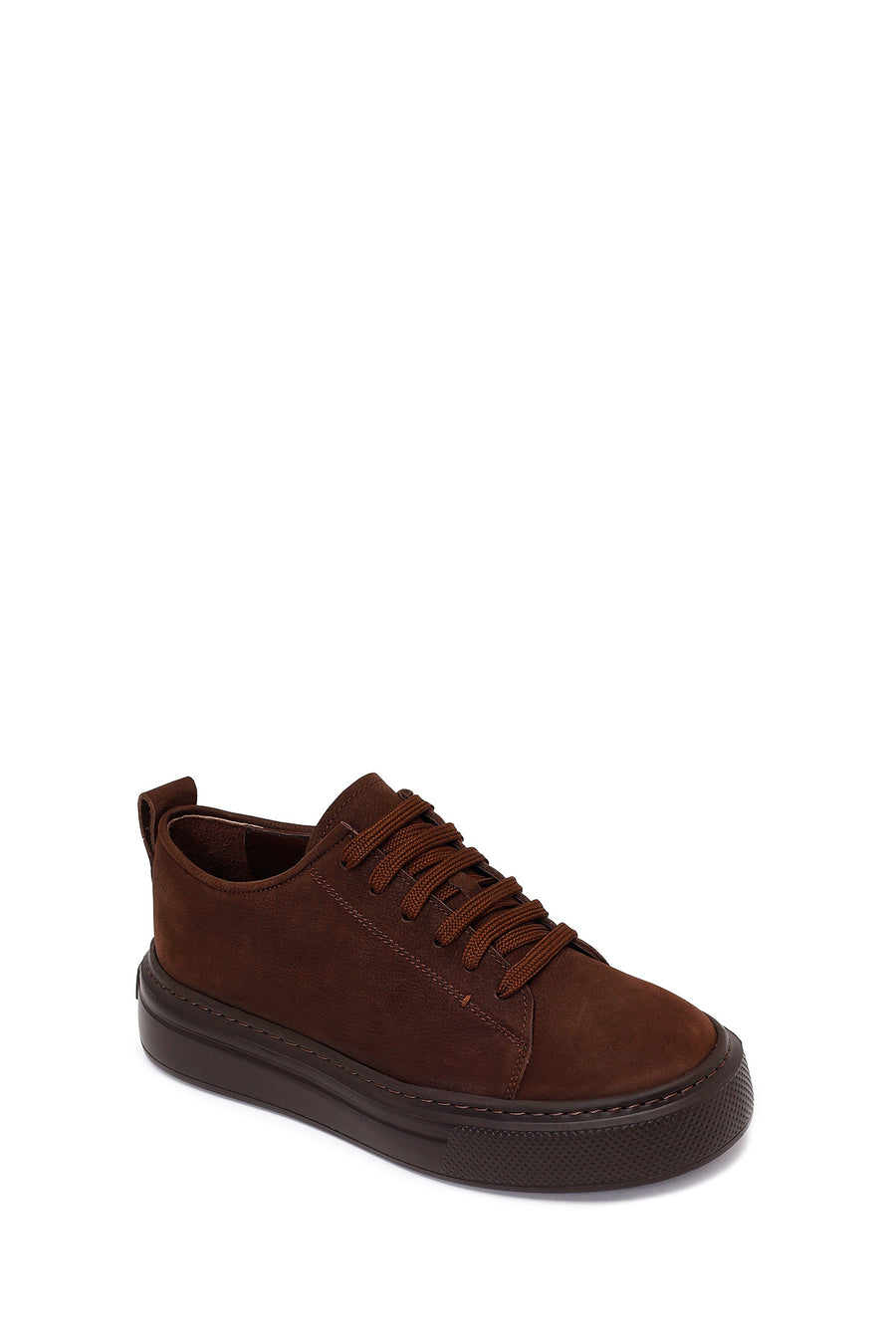 Male Brown Lace-up Thick-soled Nubuck Leather Sneaker