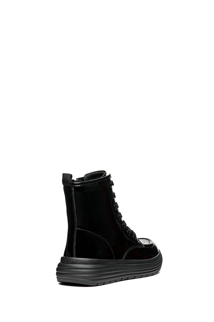 Geox Girls Black Phaolae Lace-Up Zipper Detailed Leather Combat Boots