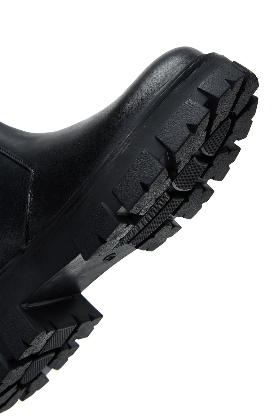 Women's Black Zippered Thick-Sole Leather Boots