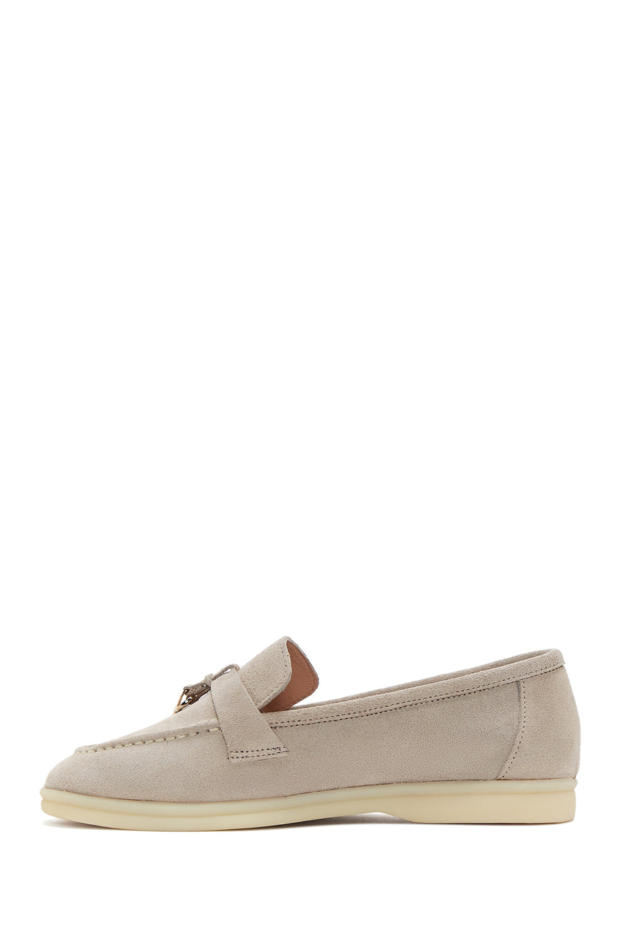 Women's Beige Suede Leather Masculine Loafer