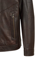 Reynold Male Brown Short Leather Jacket | Derimod