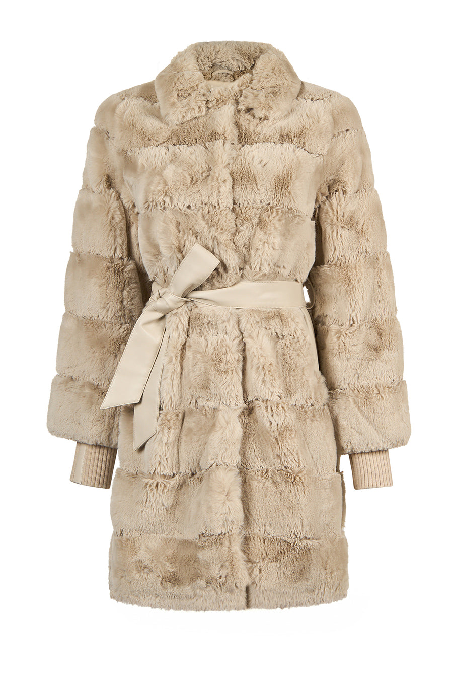 Pinzolo Woman White Belted Teddy Coat 26WGP5661FF | Derimod