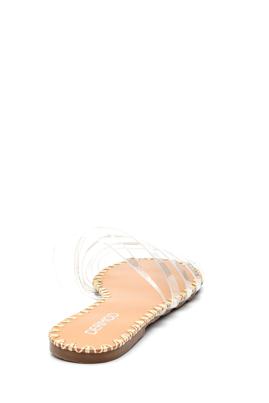 Women's White Transparent Banded Flat Slippers