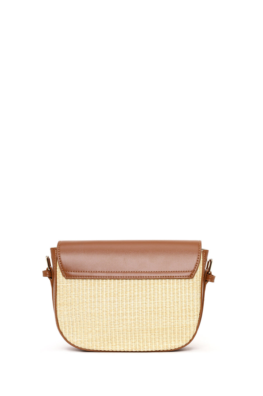 Woman Beige Long-Strap Wicker Crossbody Bag