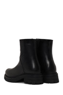Woman Black Zip Closure Thick-Soled Leather Casual Boots | Derimod